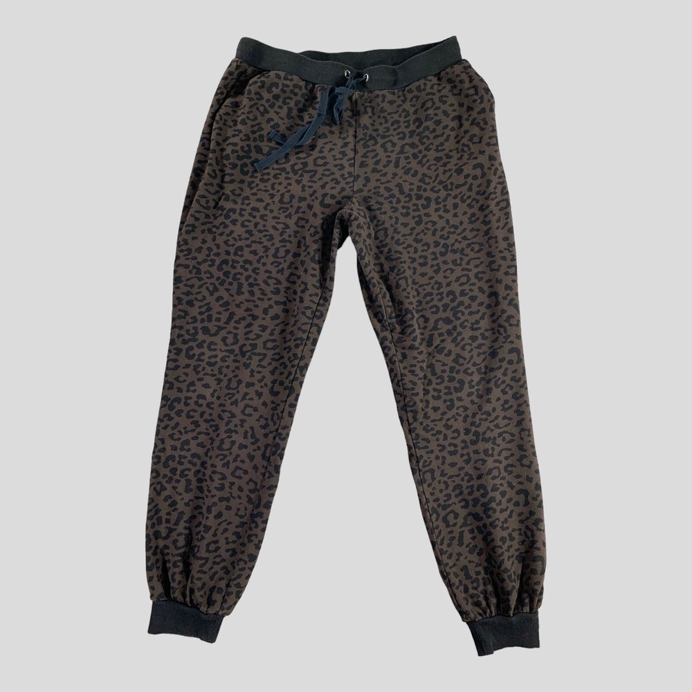 Vince Camuto Joggers Womens M 30x28 Cheetah Print Brown Black Stretch Drawstring